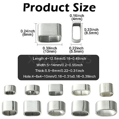 40Pcs 10 Styles 201/304 Stainless Steel Slide Charm STAS-CJ0003-16-1