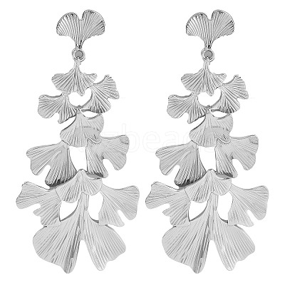 304 Stainless Steel Leaf Stud Earrings EJEW-K294-02P-1