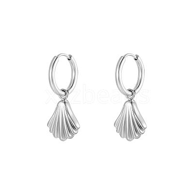 304 Stainless Steel Shell Shape Dangle Earrings for Women HK0128-2-1