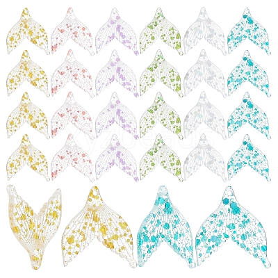 60Pcs 6 Colors Transparent Resin Pendants RESI-PH0001-69-1