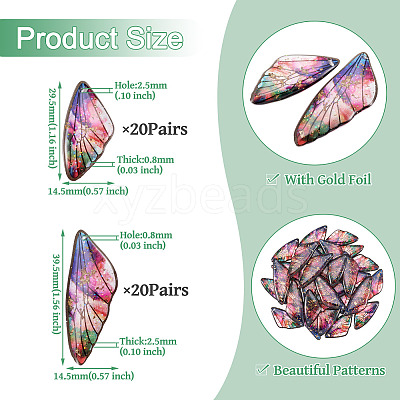Transparent Resin Wing Pendants Set RESI-TAC0021-01C-1