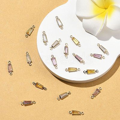 SHEGRACE Brass Pave Cubic Zirconia Trapezoid Connector Charms XGRQ2O349-444G-1