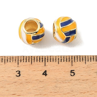 Sports Ball Brass Enamel European Beads KK-CBAF2EC-03G-05-1