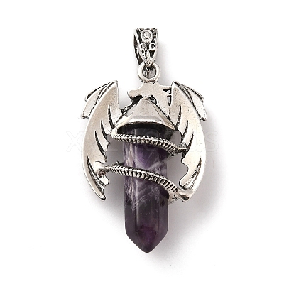Natural Amethyst Pointed Pendants G-B042-04P-57-1