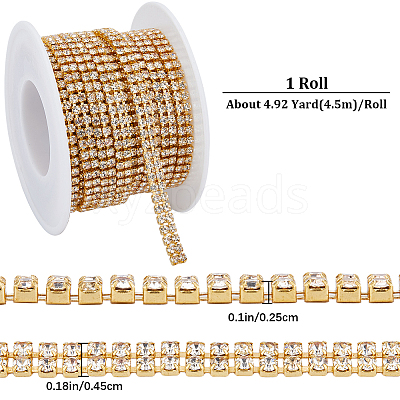 Golden Iron Rhinestone Strass Chains CH-WH0009-04G-01-1
