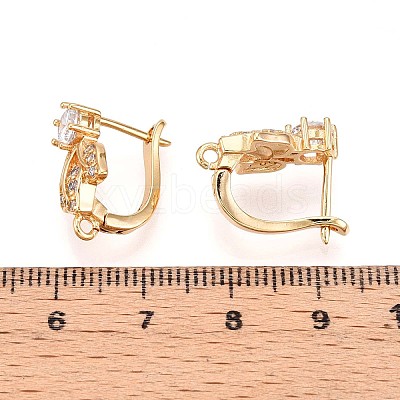Brass Micro Pave Cubic Zirconia Hoop Earring Finding KK-N261-34G-1