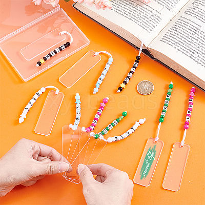 10Pcs 5 Styles Rectangle Transparent Acrylic Blank Pendant Bookmark HJEW-PH01988-1