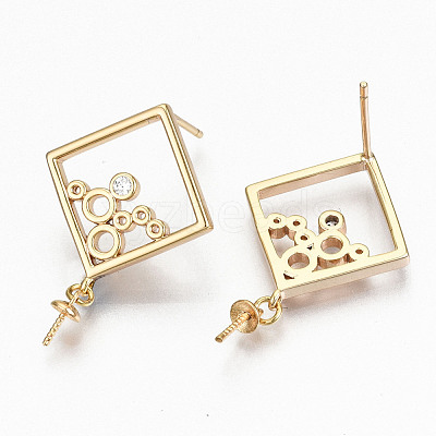 Brass Micro Pave Cubic Zirconia Stud Earring Findings KK-R117-057-NF-1