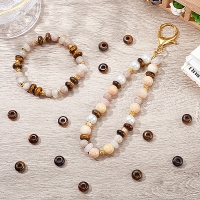 30Pcs Natural Tiger Eye European Beads G-SP0001-01A-02-1