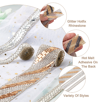 6 Strands 3 Style Glitter Hotfix Rhinestone DIY-BY0001-20-1