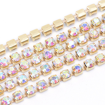 Brass Rhinestone Strass Chains CHC-T003-SS14-02C-1