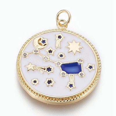 Brass Cubic Zirconia Pendants KK-O113-06C-01G-1