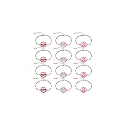 12Pcs 3 Colors Word HOPE Glass Link Bracelets BJEW-NB0001-12-1