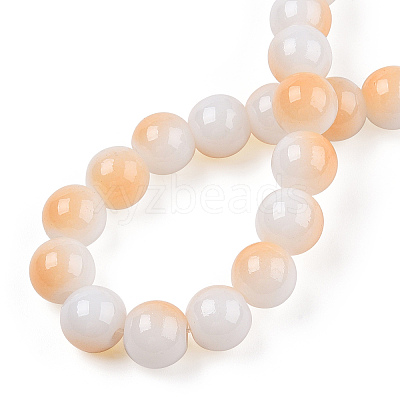 Two Tone Opaque Baking Paint Glass Beads Strands DGLA-Q027-8mm-01-1