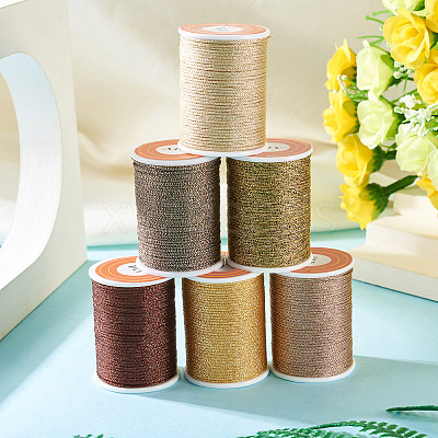 6Rolls 6 Colors Polyester Metallic Thread OCOR-TA0002-82B-1
