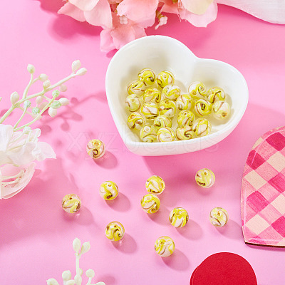 30Pcs Handmade Gold Sand Lampwork Beads LAMP-TA0002-37E-1