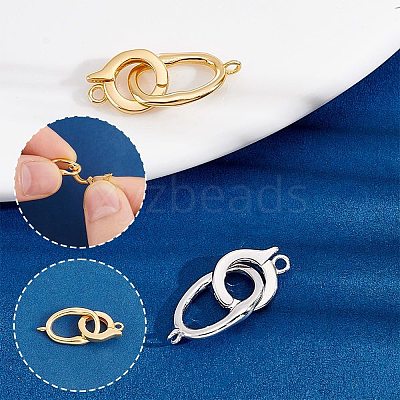 2Pcs 2 Colors 925 Sterling Silver Fold Over Clasps STER-AR0001-03-1