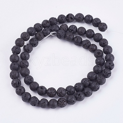 Natural Lava Rock Stone Bead Strands X-G-R193-18-6mm-1