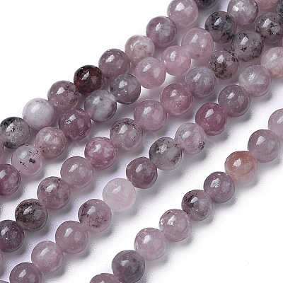 Natural Lepidolite/Purple Mica Beads Strands G-G770-04A-10mm-1