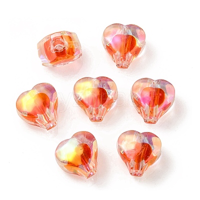 UV Plating Rainbow Iridescent Acrylic Beads OACR-F004-05C-1