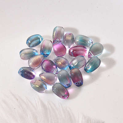 Transparent Spray Painted Glass Charms GLAA-YW0001-12-1