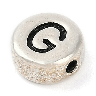 925 Sterling Silver Flat Round with Letter Beads LS-STER-G044-01AS-G-1