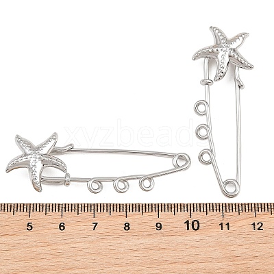 Starfish 304 Stainless Steel Safety Pins Brooch Findings SA-CBA098D-16I-P03-1