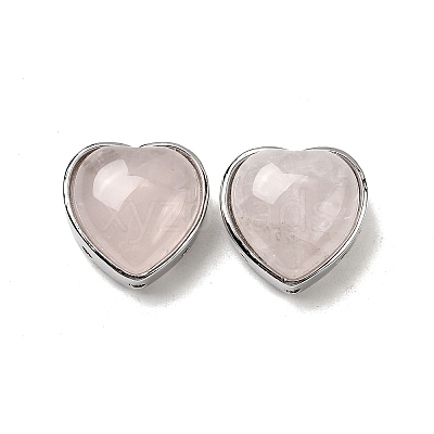 Brass Pave Natural Rose Quartz Heart Multi-Strand Links G-B149-13P-03-1
