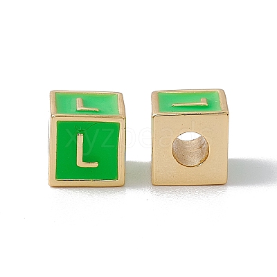Rack Plating Brass Enamel Beads KK-B060-04G-02L-1