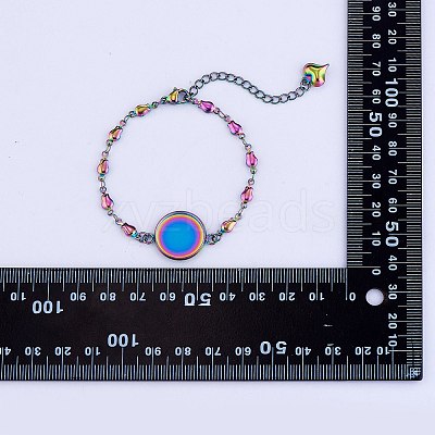 DIY Rainbow Color Blank Dome Link Bracelet Making Kit DIY-SZ0009-08-1