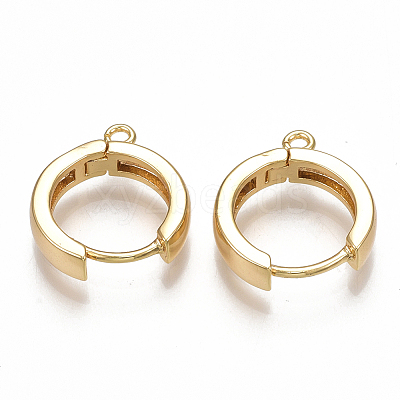 Brass Huggie Hoop Earring Findings X-KK-S350-069G-1
