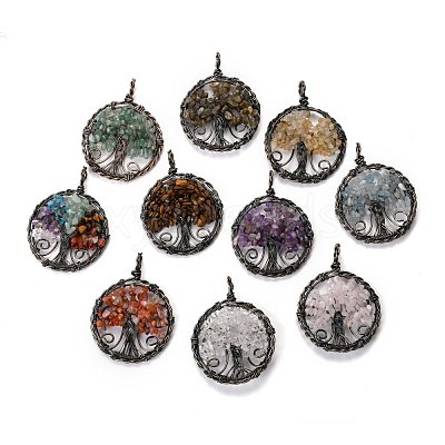 Natural Mixed Gemstone Pendants G-B001-01R-1