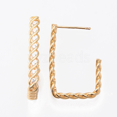 Brass Clear Micro Pave Cubic Zirconia Stud Earrings KK-N232-192-NF-1