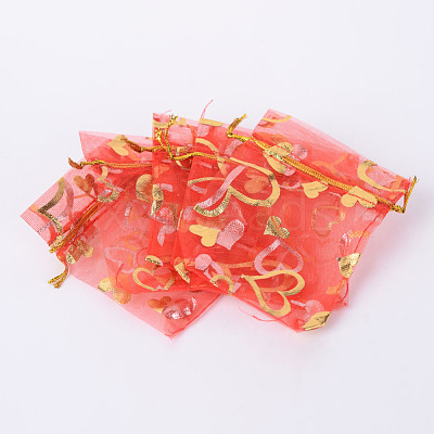 Heart Printed Organza Bags OP-R022-7x9-07-1