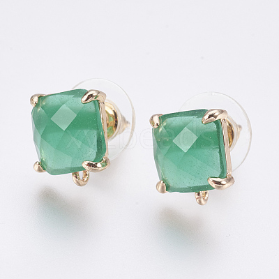 Faceted Glass Stud Earring Findings GLAA-F084-C02-1