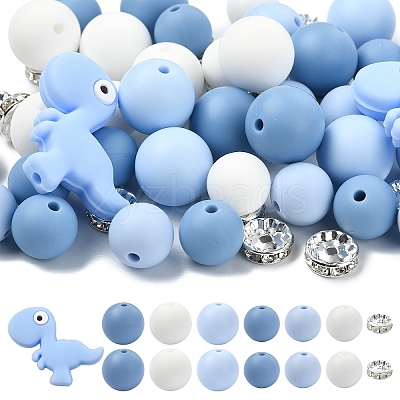 47Pcs 7 Styles Cartoon Silicone Beads FIND-YW0010-39C-1