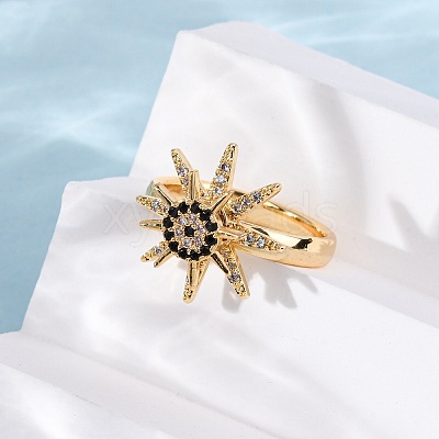 Brass Micro Pave Cubic Zirconia Finger Rings RJEW-S636-01G-1