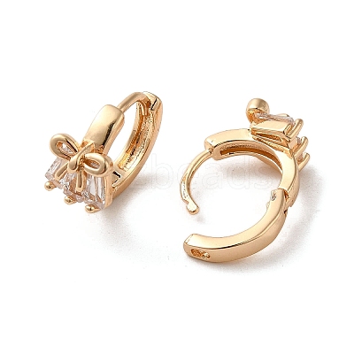 Brass Micro Pave Cubic Zirconia Hoop Earrings EJEW-C073-41KCG-1