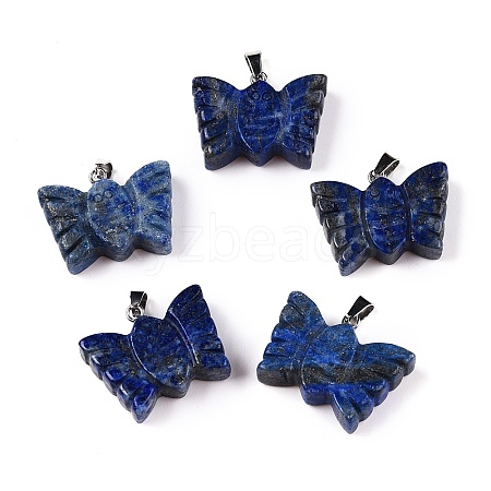 Natural Lapis Lazuli Carved Butterfly Pendants G-N342-01C-1