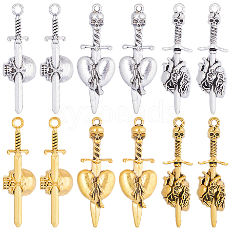 SUNNYCLUE 36Pcs 6 Style Tibetan Style Alloy Big Pendants FIND-SC0005-70-1