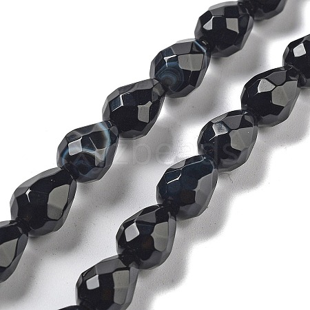 Natural Black Agate Beads Strands G-P520-B15-01-1