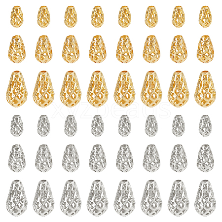   48Pcs 6 Styles Brass Hollow Spacer Beads KK-PH0006-25-1