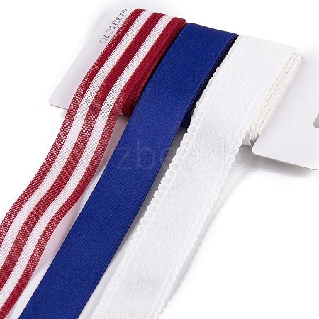 9 Yards 3 Styles Independence Day Polyester & Polycotton Ribbons Sets SRIB-A015-02A-07-1