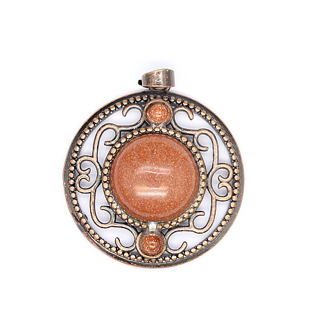 Retro Hollow Natural Goldstone Pendants PW-WG205B0-10-1