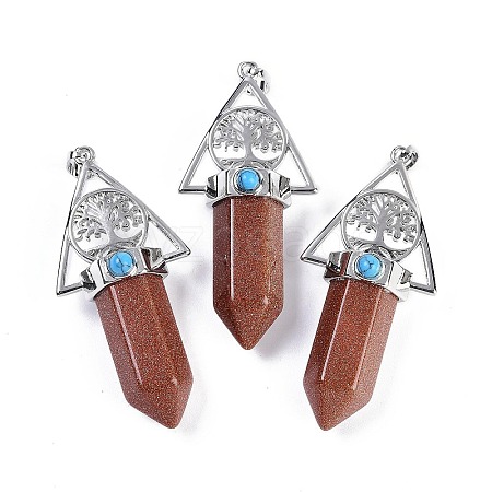 Synthetic Goldstone Faceted Pointed Bullet Big Pendants G-H076-02P-012-1