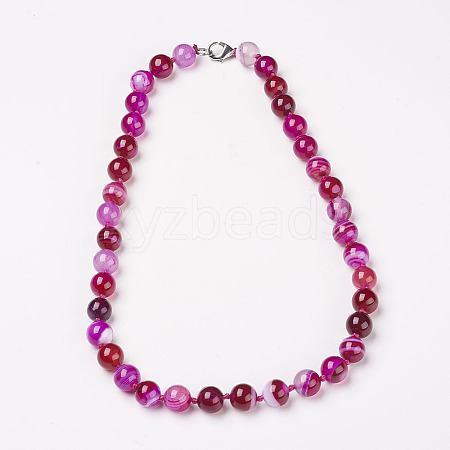 Natural Dyed Agate Beads Necklaces NJEW-F139-12mm-16-1