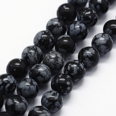 Natural Snowflake Obsidian Beads Strands G-I199-36-4mm-1