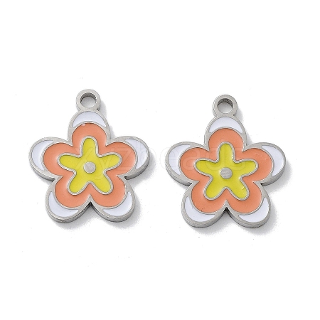 304 Stainless Steel Enamel Pendants STAS-P339-16P-02-1