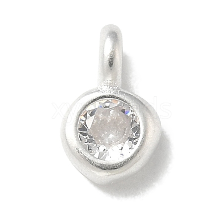 925 Sterling Sliver Cubic Zirconia Flat Round Charms STER-R002-02S-08-1