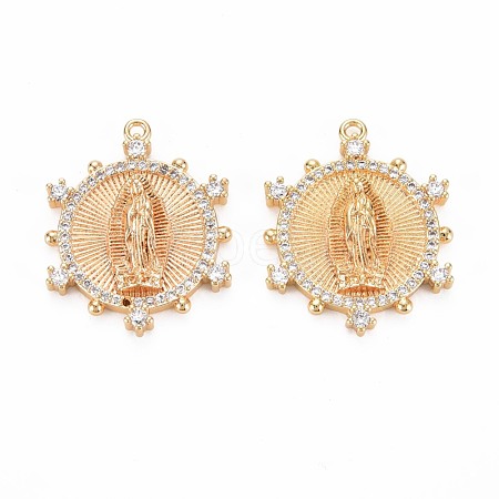 Brass Micro Pave Clear Cubic Zirconia Pendants KK-S356-731-1